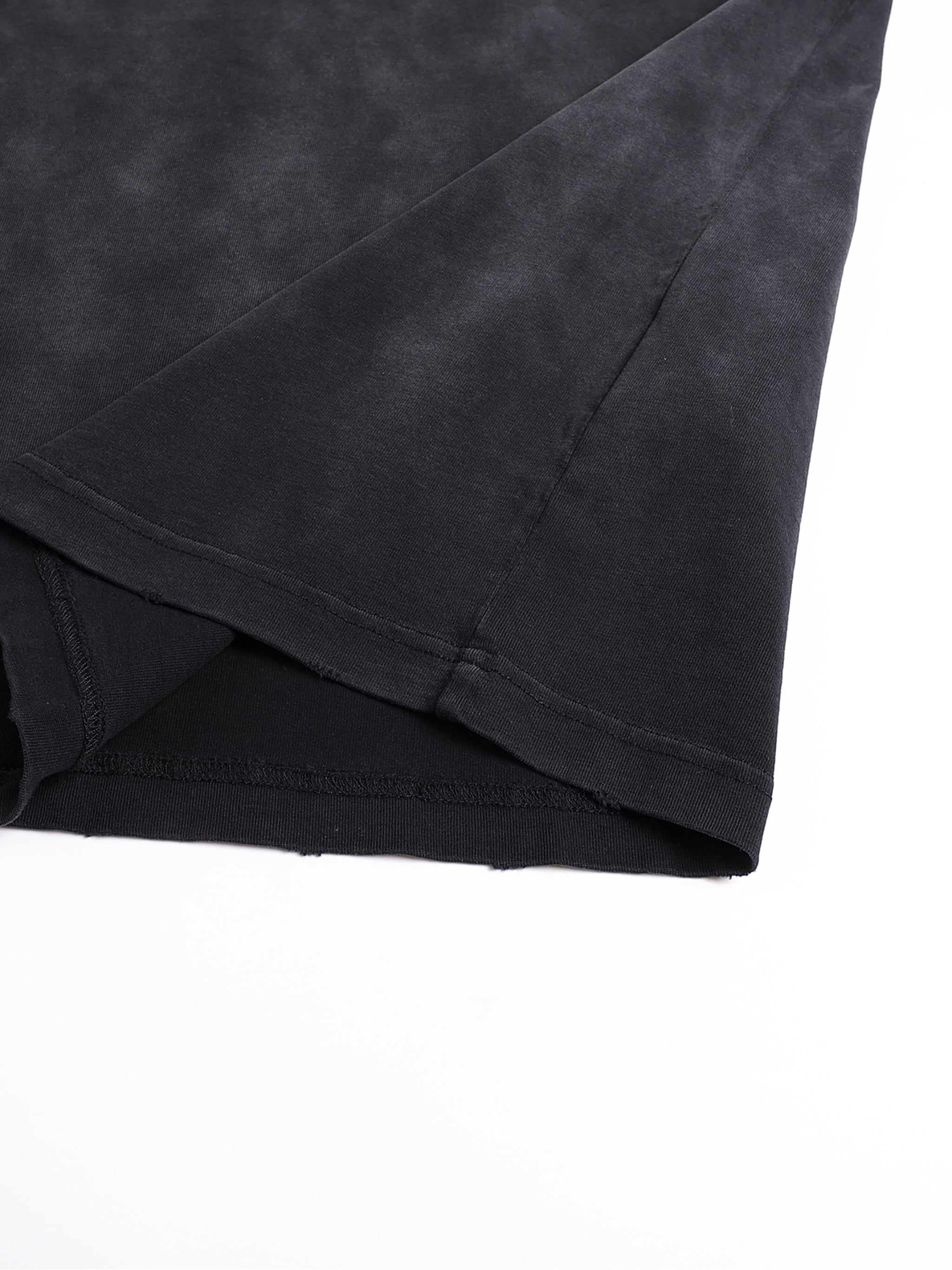 PROJECT TRIUMF LOGO Vintage Washed Hand-Frayed Tee - BLACK